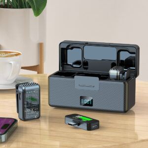 Home aurora sound professional 1 drag 2 wireless lavalier microphone system hard case abs material noise cancellation long battery